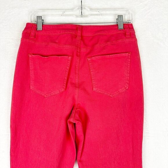 John Mark Straight Leg Ankle Jeans Size 8 Stretch Raw Hem Coral Salmon - Picture 5 of 7